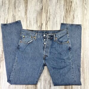 Levis 501xx Original Fit Mens Straight Leg Button Fly Blue Jeans W34 L34
